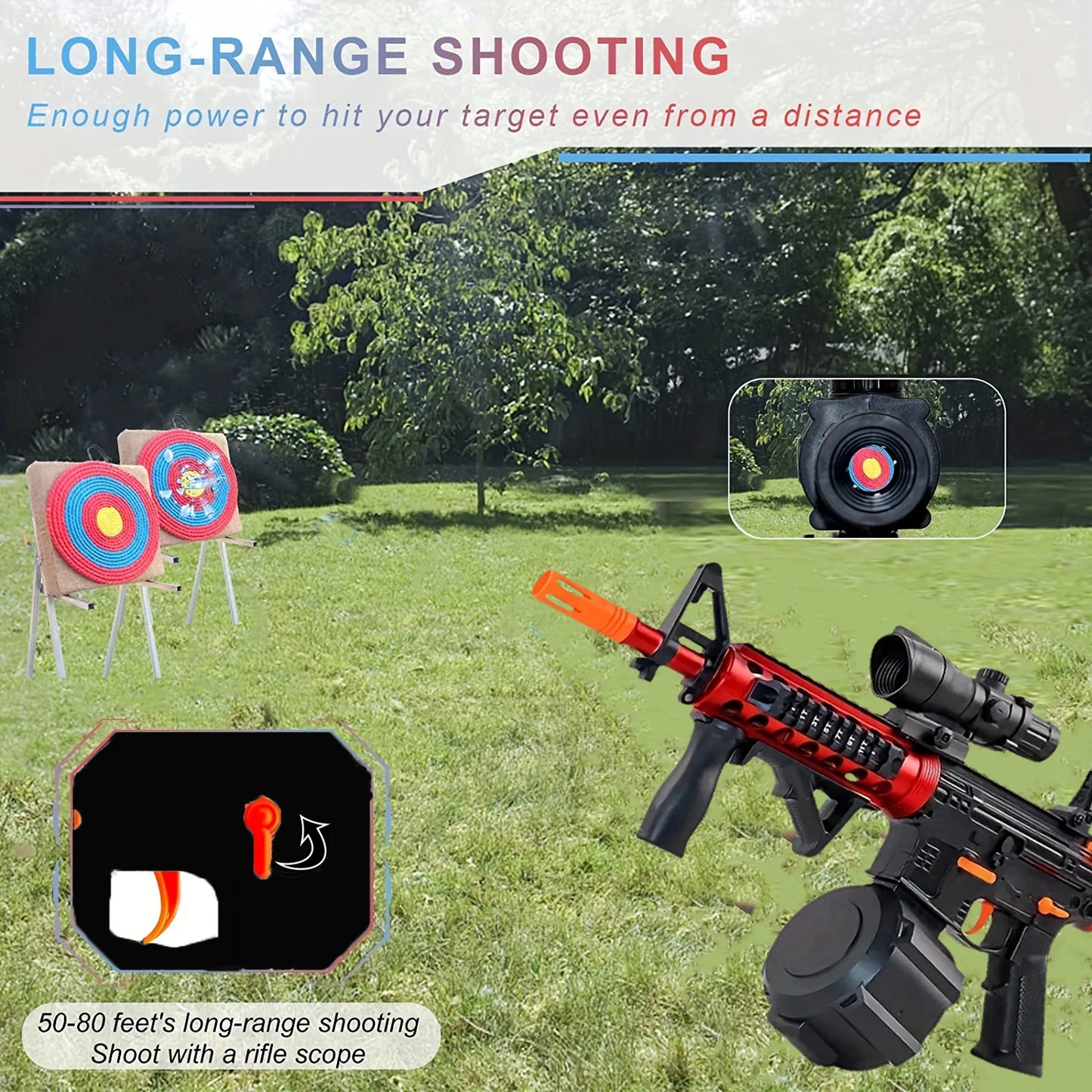M4A1 Electric Spla Gun Toy,Gel Ball Blaster With Glasses,2 Modes,Ideal For Outdoor Activities,Shooting Game,Gift(without Bullet)