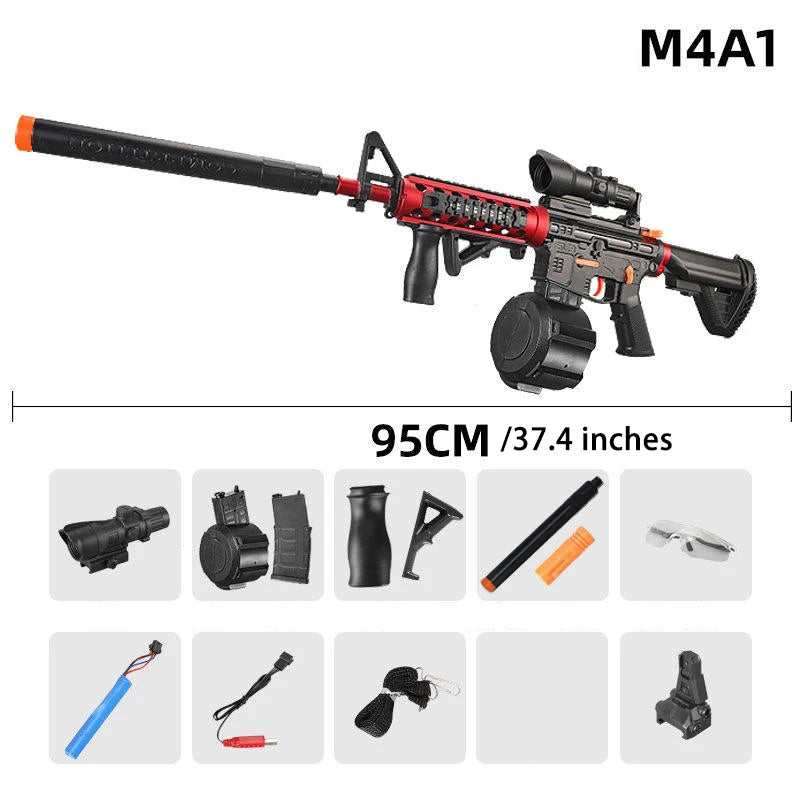 M4A1 Electric Spla Gun Toy,Gel Ball Blaster With Glasses,2 Modes,Ideal For Outdoor Activities,Shooting Game,Gift(without Bullet)